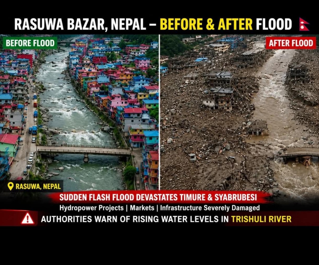 Rasuwa Bazar Nepal Before and After Flood